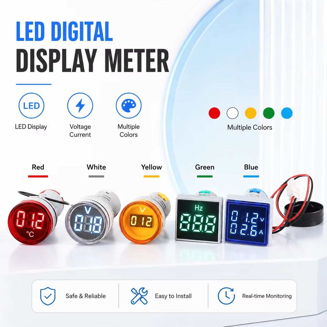Electronics Quiz - Mini Voltmètre-Ampèremètre Numérique Rond 22mm AC