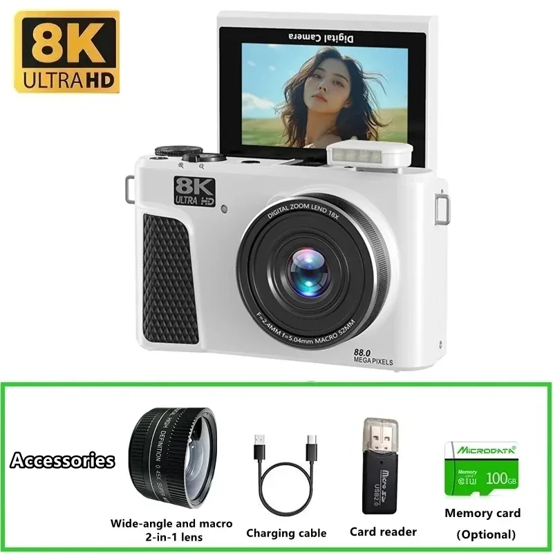Digital Photo Frame Wifi - Caméra numérique WD300 8K, caméra vidéo