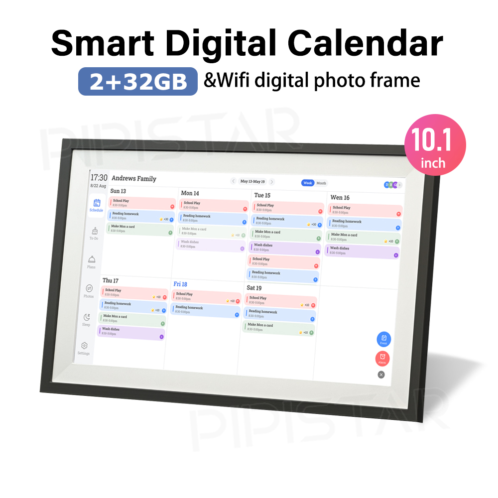 Digital Photo Frame Wifi - Calendrier numérique intelligent WIFI 10,1 pouces,